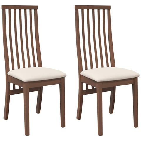 Sedie da Pranzo con Cuscini 2pz Marrone Legno Massello di Hevea - Foto 1