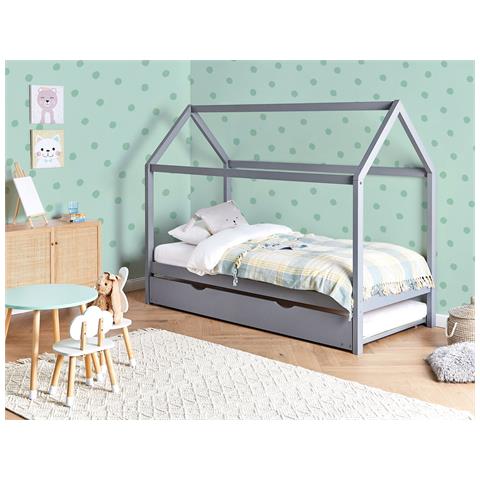 Letto Estraibile Per Bambini Legno Di Pino Crillon 90 X 200 Cm Grigio - Foto 1