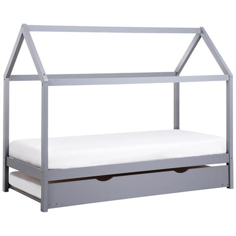 Letto Estraibile Per Bambini Legno Di Pino Crillon 90 X 200 Cm Grigio - Foto 2