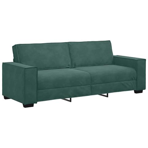 Divano a 3 Posti Verde Scuro 180 cm in Velluto - Foto 1