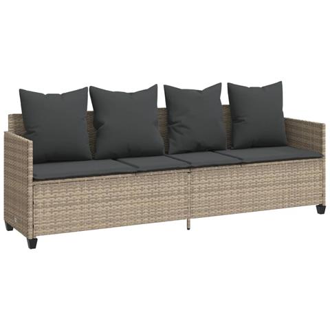 Lettino Prendisole Con Cuscini Grigio Chiaroin Polyrattan - Foto 2