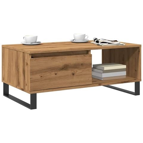 Tavolino Da Salotto Rovere Artigianale 90x50x36,5 Cm Truciolato - Foto 3