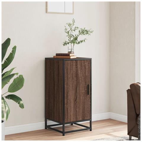 Credenza Rovere Marrone 35,5x35x76 Cm In Truciolato E Metallo - Foto 3