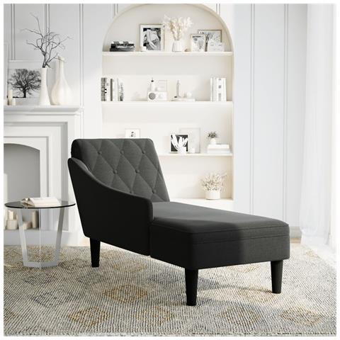 Sdraio Con Cuscino E Bracciolo Destro In Tessuto Nero - Foto 2