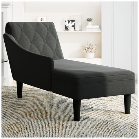 Sdraio Con Cuscino E Bracciolo Destro In Tessuto Nero - Foto 3