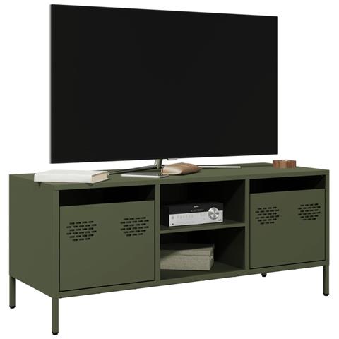 Mobile Tv Verde Oliva 101,5x39x43,5cm Acciaio Laminato A Freddo - Foto 1