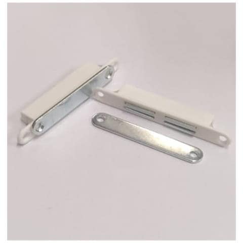 2 Pezzi - Chiusure Mangnetiche Da Incasso Per Porte Scorrevoli - Forza 8kg - Con Riscontro E Viti - Colore Bianco - Foto 1