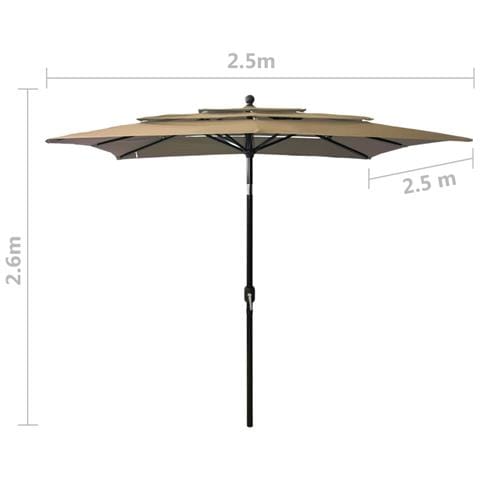 Ombrellone A 4 Livelli Con Palo In Alluminio Talpa 2,5x2,5 M - Foto 8