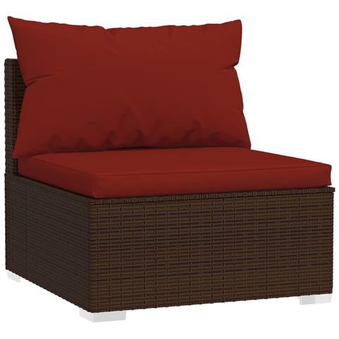 Set Divani Da Giardino 2 Pz Con Cuscini In Polyrattan Marrone - Foto 2