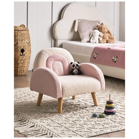 Poltrona Per Bambini Bouclé Rosa Ombo - Foto 1