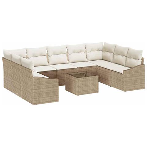 Set Divano da Giardino 10 Pezzi con Cuscini Marrone Polyrattan - Foto 1