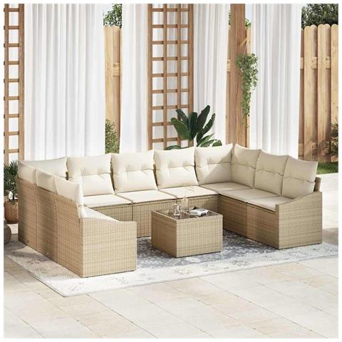 Set Divano da Giardino 10 Pezzi con Cuscini Marrone Polyrattan - Foto 2