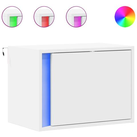 Comodini a Parete con Luci LED 2 pz Bianchi - Foto 1