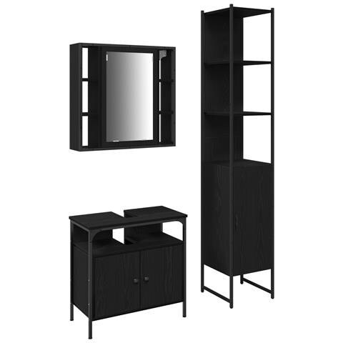 Set da Toeletta 3 Pezzi  Grigio in Legno Ingegnerizzato - Foto 1