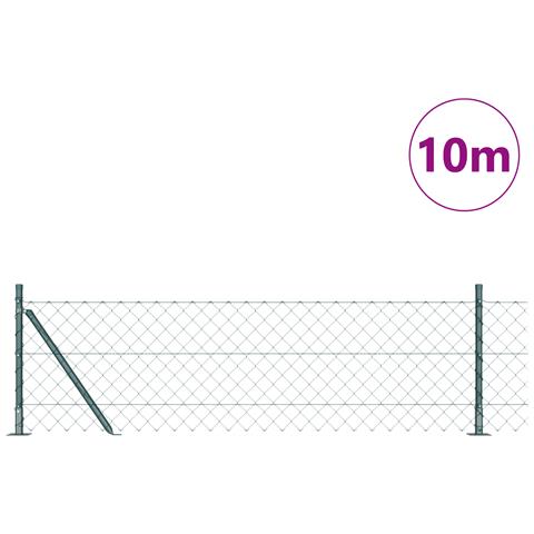 Recinzione in Rete Metallica con 7 Pali Flangiati 0,4x10 m Acciaio Zincato - Foto 2