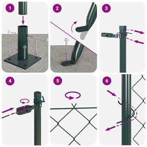 Recinzione in Rete Metallica con 7 Pali Flangiati 0,4x10 m Acciaio Zincato - Foto 9