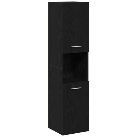 Armadio da bagno in rovere nero 30x30x130 cm in legno ingegnerizzato - Foto 1