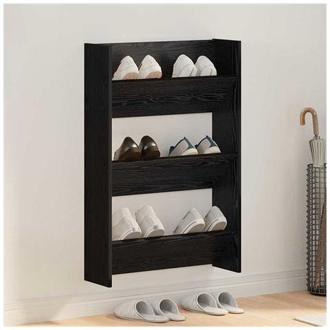 Armadi per scarpe da muro Altro Rovere nero Legno multistrato - Foto 2