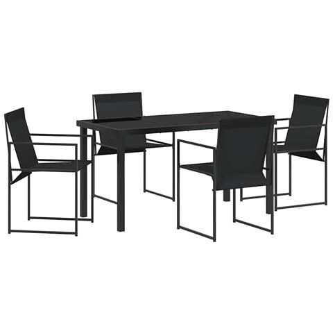 Set da Pranzo per Giardino 5 pcs Nero - Foto 1