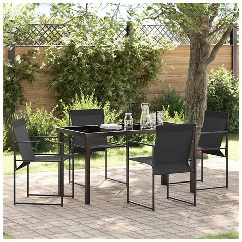 Set da Pranzo per Giardino 5 pcs Nero - Foto 2