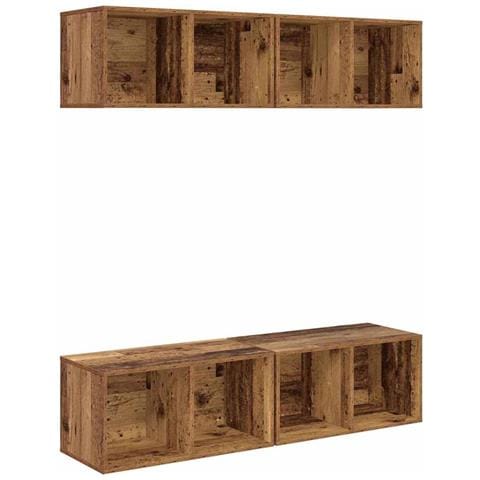 Mobile TV da Parete 4 pcs Legno antico 37 x 37 x 72 cm - Foto 1