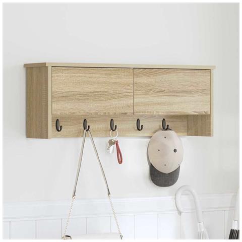 Appendiabiti a muro con porta rovere sonoma 80 x 20 x 30 cm - Foto 2
