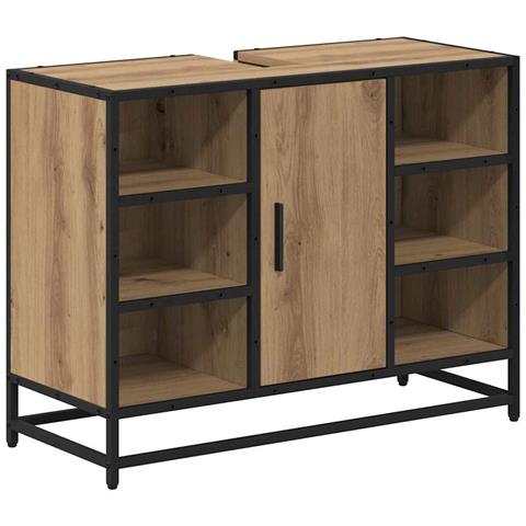 Armadio per Lavabo da Bagno rovere artigianale 80 x 33 x 60 cm - Foto 1