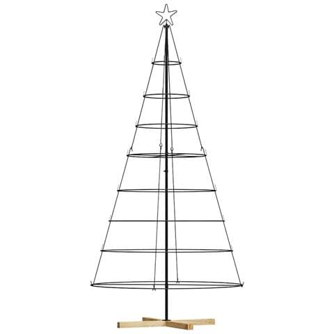 Albero a Cono di Natale con supporto Nero 210 cm Acciaio - Foto 1