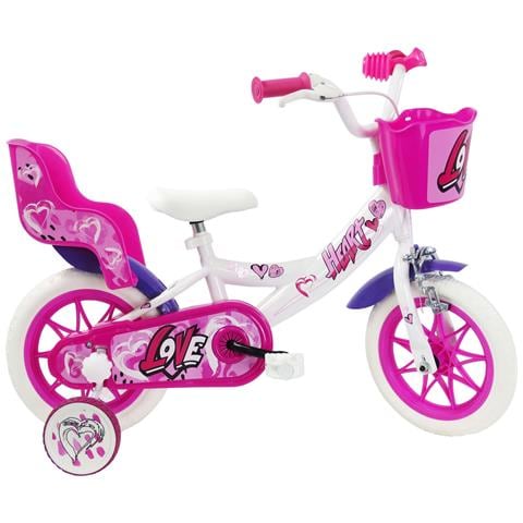 Sch Heart 12'' - Bicicletta Per Bambine (3-5 Anni), Ruote 12'', Telaio Acciaio, Con Accessori - Colore Bianco - Foto 1