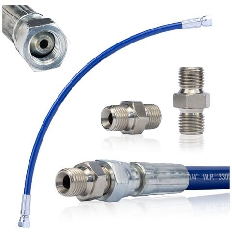Tubo Alta Pressione 50cm Con Adattatore 1/4"" - Uretano Super Duro, Flessibile, Resistente Al Gelo | Pressione 270 Bar | Verniciatura Universale - Foto 1