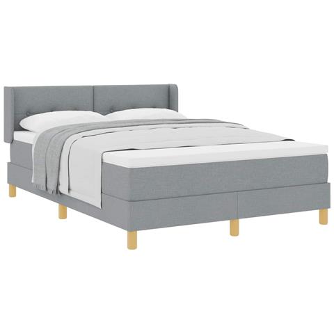 Letto a molle Grigio chiaro 190 x 140 cm Poliestere - Foto 1