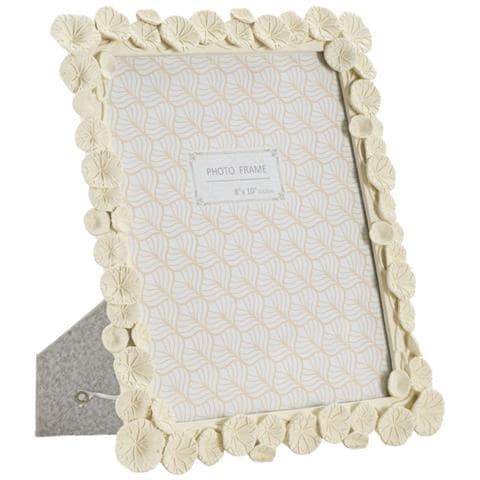 Cornice Portafoto Lotus In Resina Crema Con Fiori Di Loto 20x25 - Foto 1