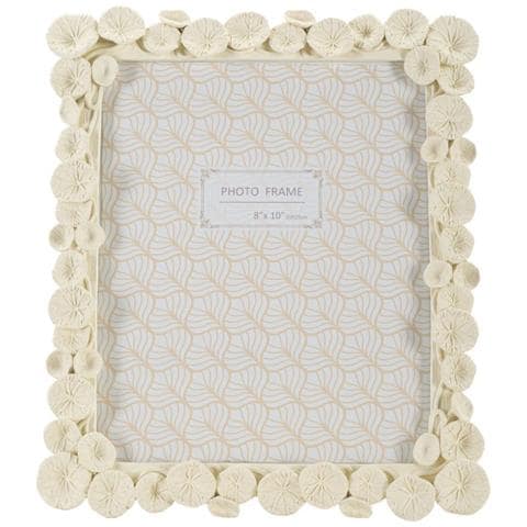 Cornice Portafoto Lotus In Resina Crema Con Fiori Di Loto 20x25 - Foto 2