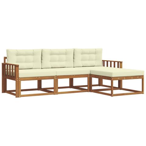 Set di divani da esterno con cuscino 4 pcs Naturale e Crema - Foto 1