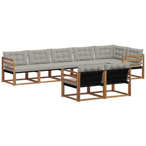 Set di divani da esterno 8 pcs Grigio Naturale e Chiaro - Foto 1