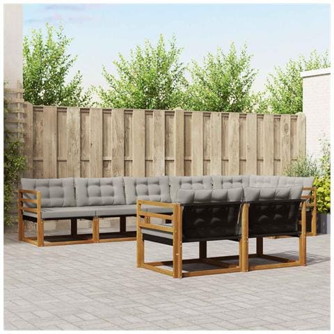 Set di divani da esterno 8 pcs Grigio Naturale e Chiaro - Foto 2