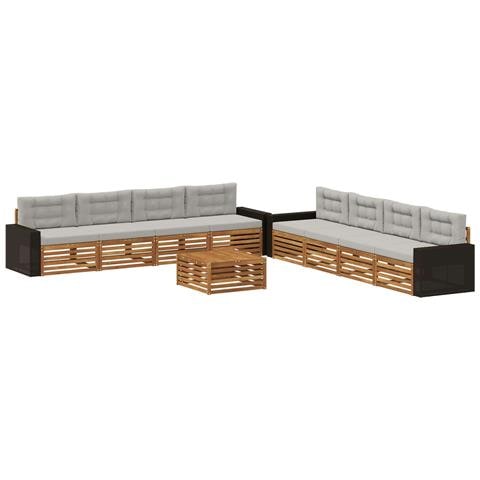 Set di divani da esterno 9 pcs Naturale e Grigio Chiaro - Foto 1