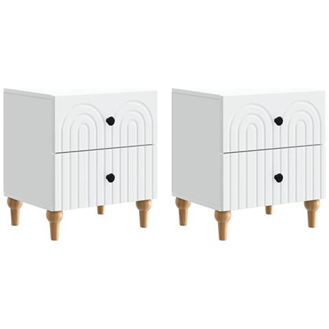 Armadio da Notte con cassetto 2 pcs Bianco 43 x 34,5 x 48 cm - Foto 1