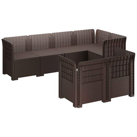 Divano da Giardino 7 Posti Aspetto Rattan PP Marrone - Foto 1