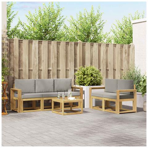 Set di divani da esterno 6 pcs Bianco e Grigio Chiaro - Foto 2