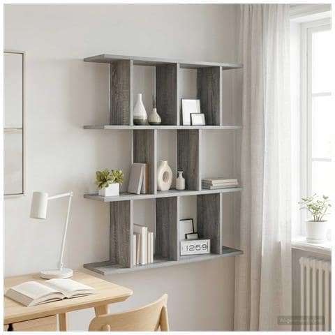 Scaffale da parete Sonoma grigio 80 x 20 x 96 cm - Foto 2