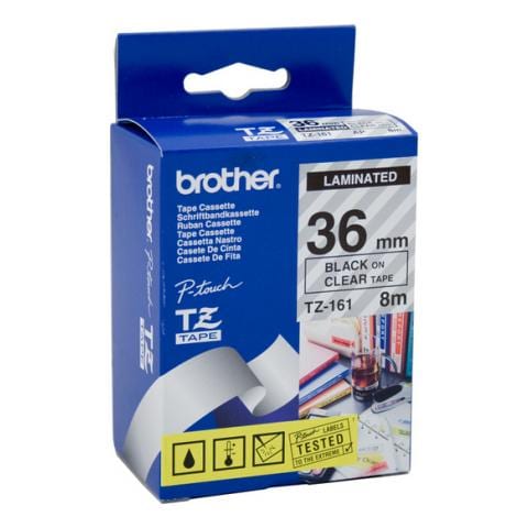 Nastro Laminato per Etichettatrice Formato 36 mm x 8 m Nero su Trasparente - Foto 2