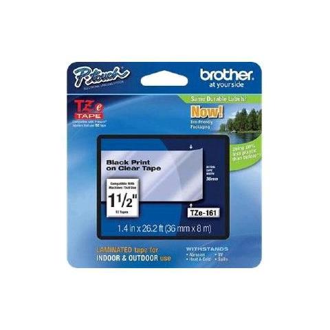 Nastro Laminato per Etichettatrice Formato 36 mm x 8 m Nero su Trasparente - Foto 1