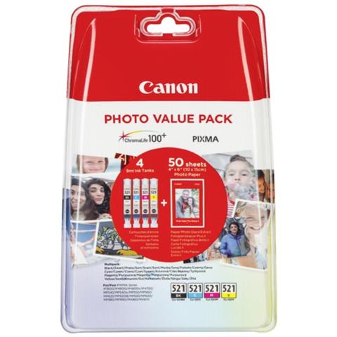 CLI-521 Photo Value Pack C / M / Y / BK PP-201 10x15 cm 50 p. - Foto 2