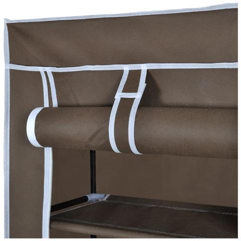Scarpiera Portascarpe In Tessuto Richiudibile 162 X 57 29 Cm Marrone - Foto 2