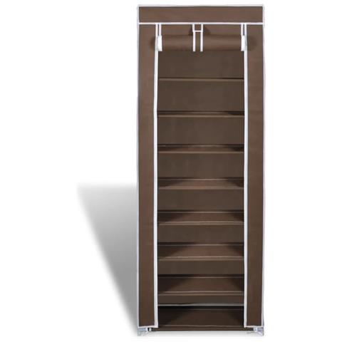 Scarpiera Portascarpe In Tessuto Richiudibile 162 X 57 29 Cm Marrone - Foto 7