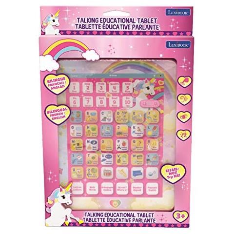Jcpad002unii1 Tavoletta Educativa Bilingue Unicorno Giocattolo Per Imparare Le Lettere Numeri Vocabolari E Musica Lingua Inglese / Francese Rosa - Foto 2