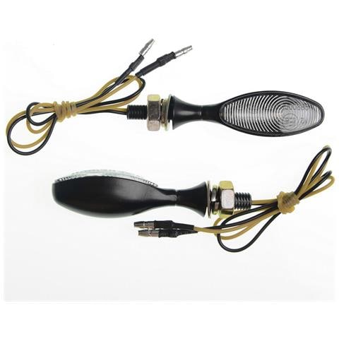 Coppia Frecce Indicatori Direzione Moto Custom Naked Universali Metallo Nero - Foto 1