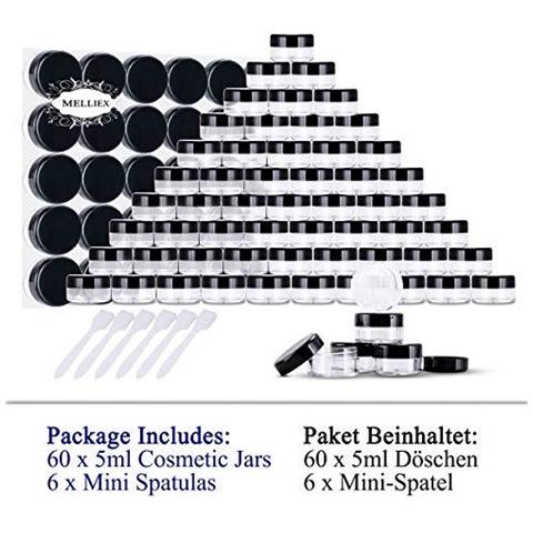 Vuoto Cosmetico Vasi Di Plastica Di Viaggio Contenitore Per Cosmetici Vasi Per Creme Del Campione 60 Pz (5 G 5 Ml) - Foto 4