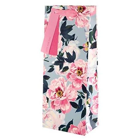 Multi-occasion Bottle Bag Da - Pink Floreale Blu (compleanno Festa Della Mamma Grazie) - Foto 1